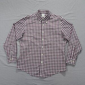 Brooks Brothers Shirt Men Large Red Blue Check Plaid 1818 Regent Non Iron Casual